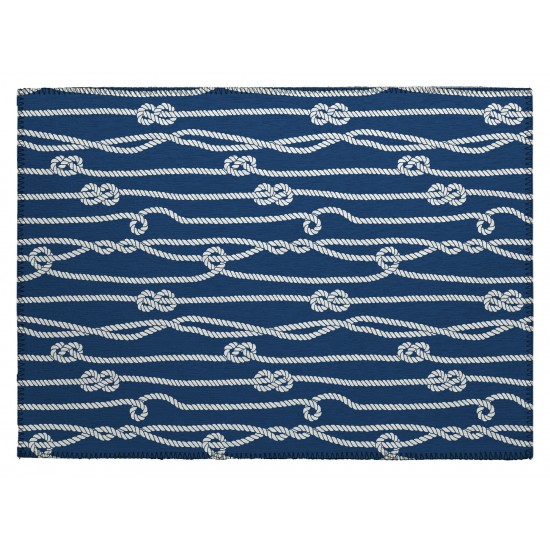 Indoor/Outdoor Harbor HA7 Navy Washable 1'8" x 2'6" Rug