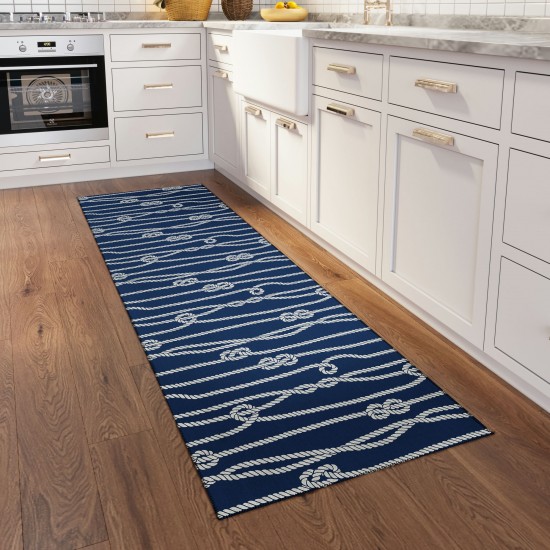 Indoor/Outdoor Harbor HA7 Navy Washable 2'3" x 7'6" Runner Rug