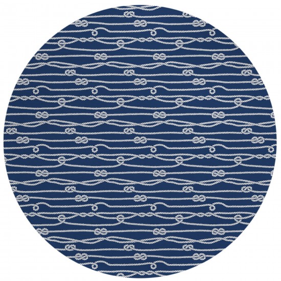 Indoor/Outdoor Harbor HA7 Navy Washable 8' x 8' Round Rug