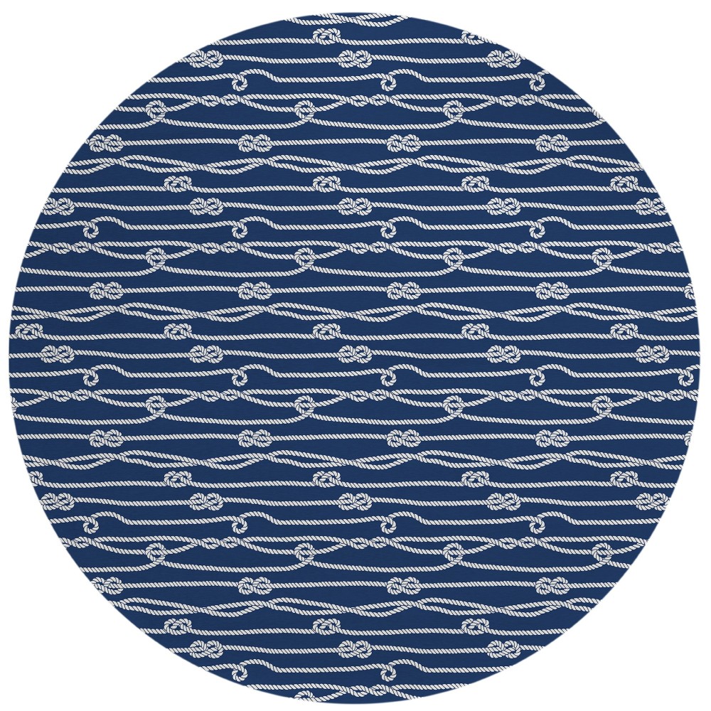 Indoor/Outdoor Harbor HA7 Navy Washable 8' x 8' Round Rug