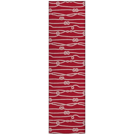 Indoor/Outdoor Harbor HA7 Red Washable 2'3" x 7'6" Runner Rug