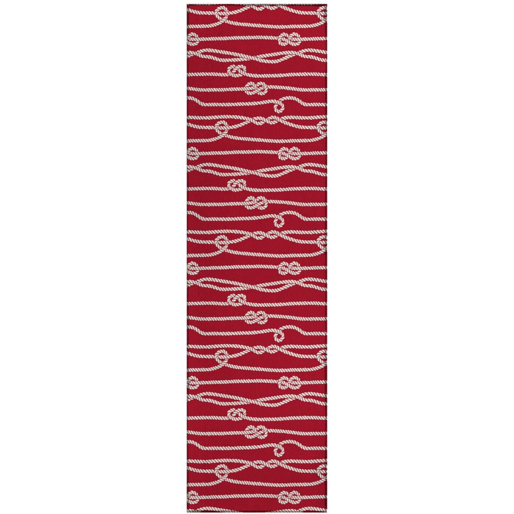 Indoor/Outdoor Harbor HA7 Red Washable 2'3" x 7'6" Runner Rug