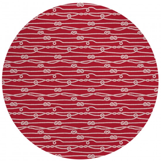 Indoor/Outdoor Harbor HA7 Red Washable 8' x 8' Round Rug