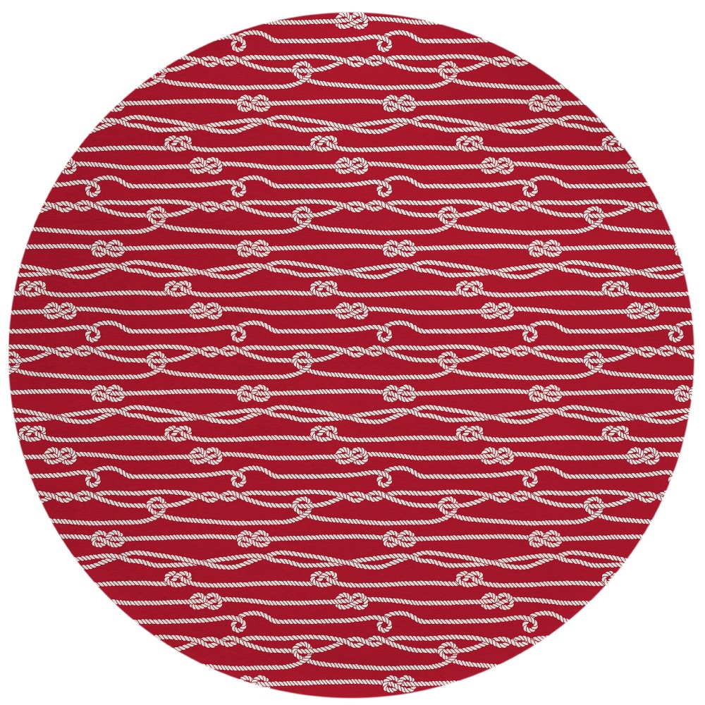 Indoor/Outdoor Harbor HA7 Red Washable 8' x 8' Round Rug