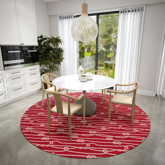 Indoor/Outdoor Harbor HA7 Red Washable 8' x 8' Round Rug