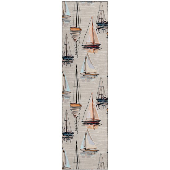 Indoor/Outdoor Harbor HA8 Ivory Washable 2'3" x 7'6" Runner Rug