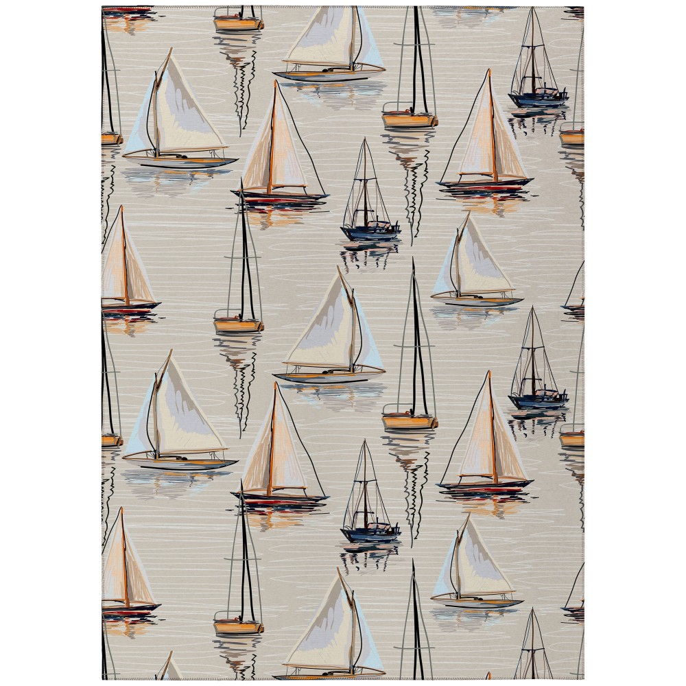 Indoor/Outdoor Harbor HA8 Ivory Washable 8' x 10' Rug