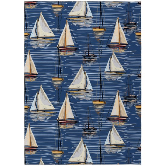 Indoor/Outdoor Harbor HA8 Navy Washable 10' x 14' Rug