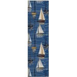 Indoor/Outdoor Harbor HA8 Navy Washable 2'3" x 7'6" Runner Rug