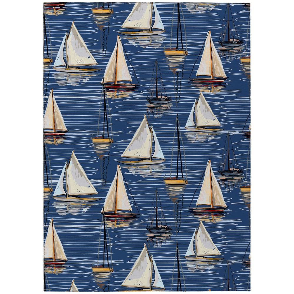 Indoor/Outdoor Harbor HA8 Navy Washable 3' x 5' Rug