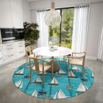 Indoor/Outdoor Harbor HA8 Sky Washable 8' x 8' Round Rug