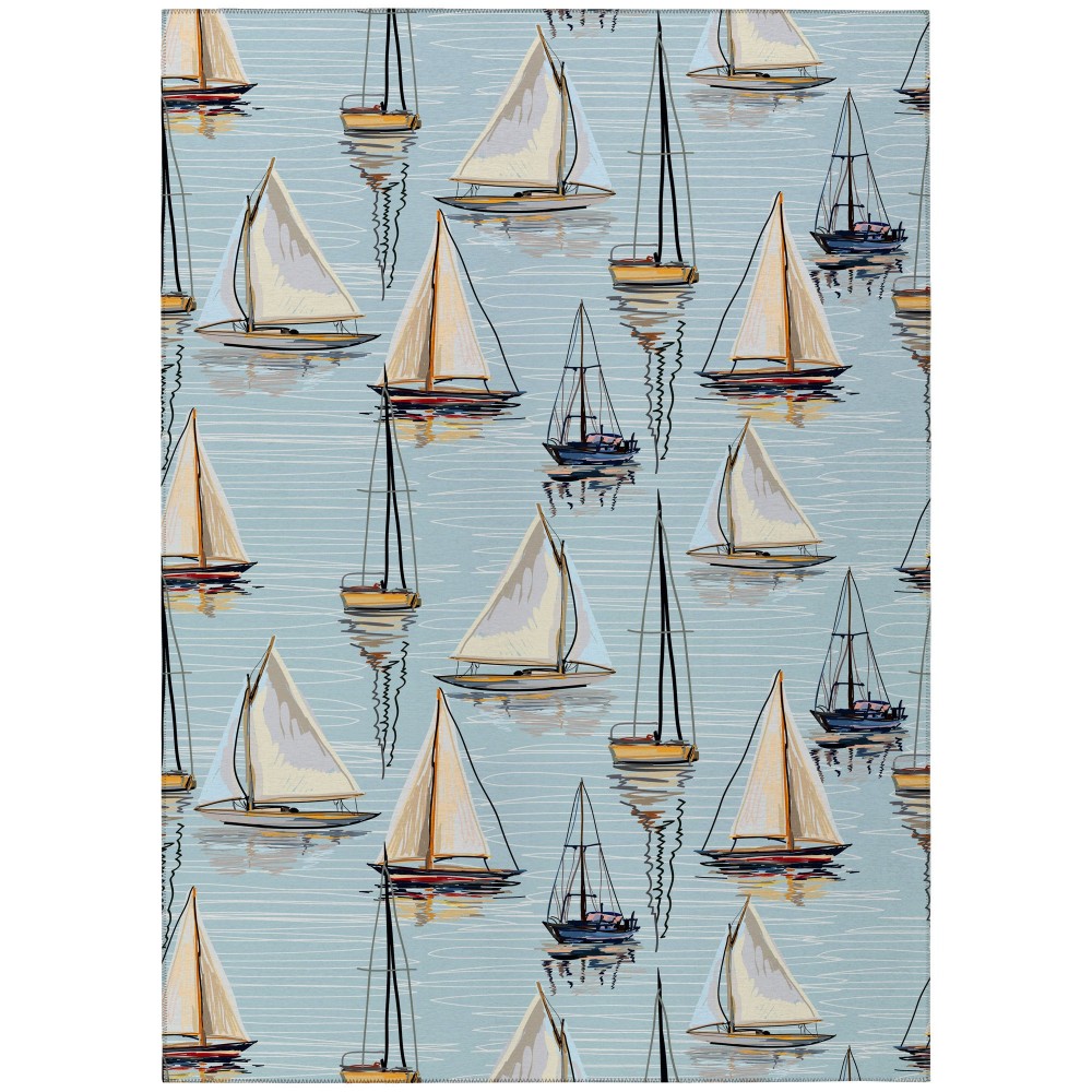 Indoor/Outdoor Harbor HA8 Teal Washable 9' x 12' Rug