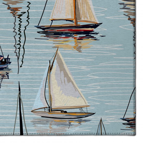 Indoor/Outdoor Harbor HA8 Teal Washable 9' x 12' Rug