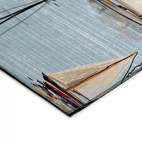Indoor/Outdoor Harbor HA8 Teal Washable 9' x 12' Rug