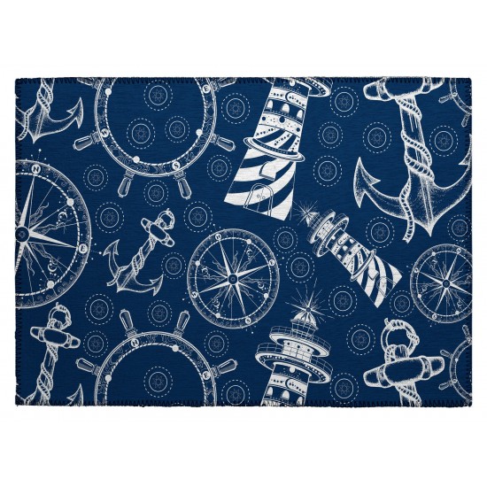 Indoor/Outdoor Harbor HA9 Navy Washable 1'8" x 2'6" Rug