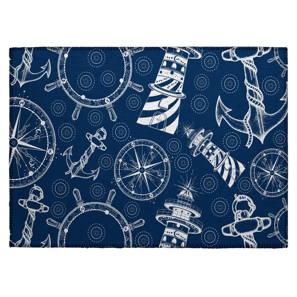 Indoor/Outdoor Harbor HA9 Navy Washable 1'8" x 2'6" Rug