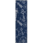 Indoor/Outdoor Harbor HA9 Navy Washable 2\'3" x 7\'6" Runner Rug