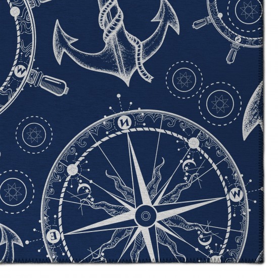 Indoor/Outdoor Harbor HA9 Navy Washable 5' x 7'6" Rug