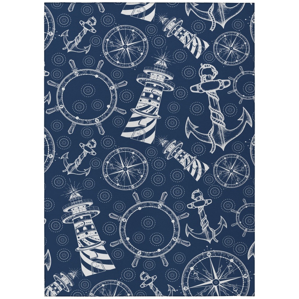 Indoor/Outdoor Harbor HA9 Navy Washable 9' x 12' Rug