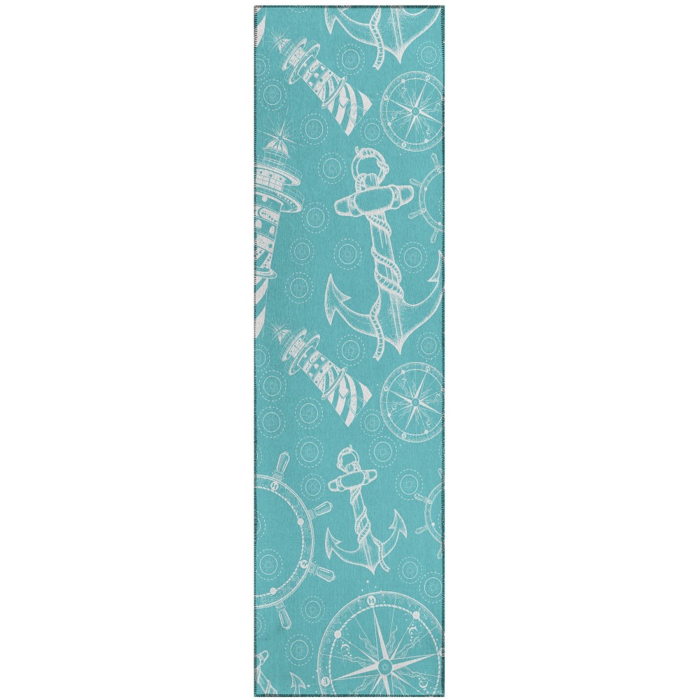 Indoor/Outdoor Harbor HA9 Ocean Washable 2'3" x 7'6" Runner Rug