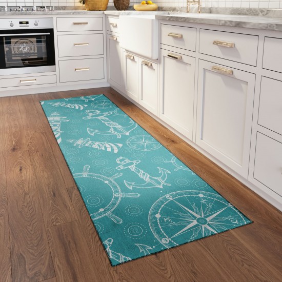 Indoor/Outdoor Harbor HA9 Ocean Washable 2'3" x 7'6" Runner Rug