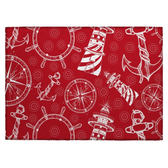 Indoor/Outdoor Harbor HA9 Red Washable 1'8" x 2'6" Rug