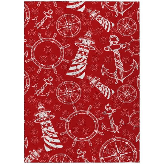 Indoor/Outdoor Harbor HA9 Red Washable 3' x 5' Rug