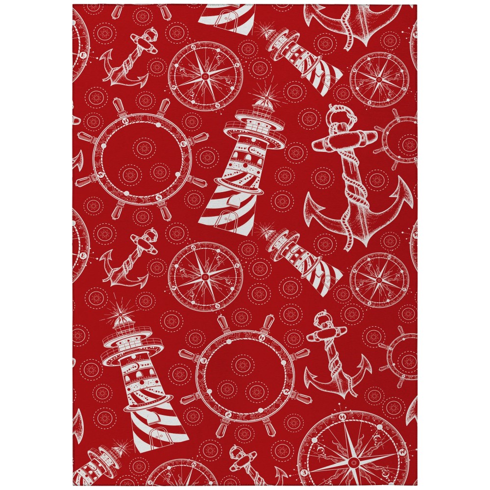 Indoor/Outdoor Harbor HA9 Red Washable 8' x 10' Rug