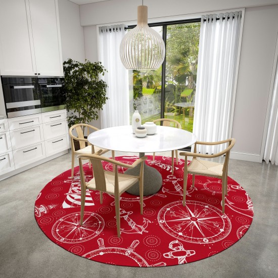 Indoor/Outdoor Harbor HA9 Red Washable 8' x 8' Round Rug