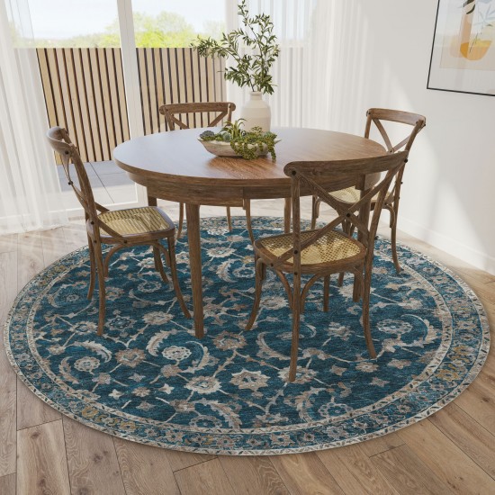 Jericho JC4 Navy 4' x 4' Round Rug