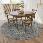 Jericho JC4 Silver 4' x 4' Round Rug