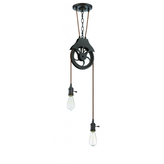 Design-A-Fixture 2 Light Keyed Socket Pulley Pendant Hardware in Aged Bronze