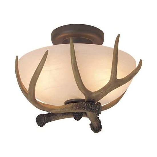 Antler 2 Light Semi Flush in European Bronze