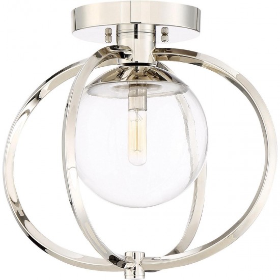 Piltz 1 Light Semiflush in Polished Nickel