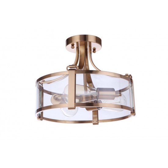 Elliot Semi Flush 3 Light, Satin Brass