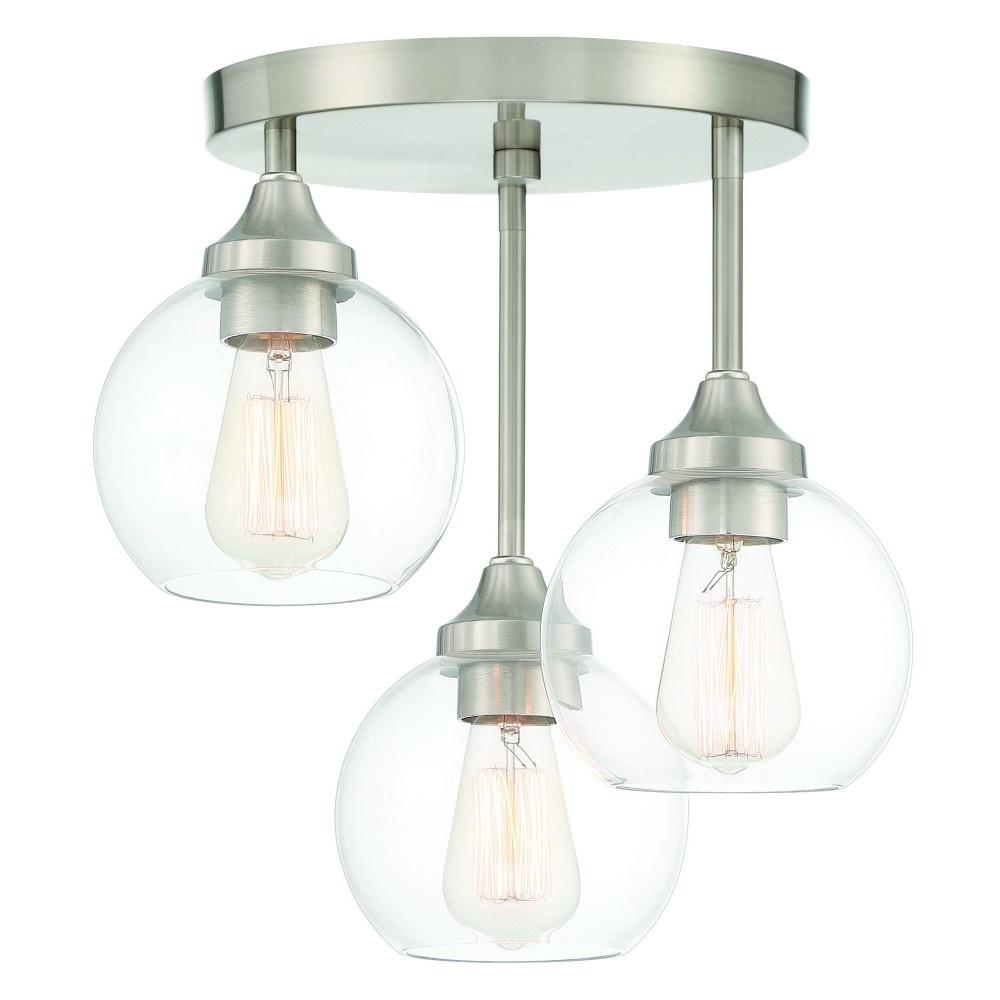 Glenda Semi Flush 3 Light Brushed Nickel