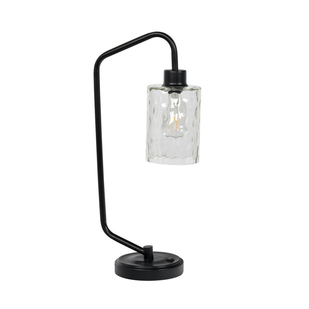 Metal Table Lamp w/USB & Hammered Glass