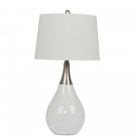 White Table Lamp w/Hard Back Shade