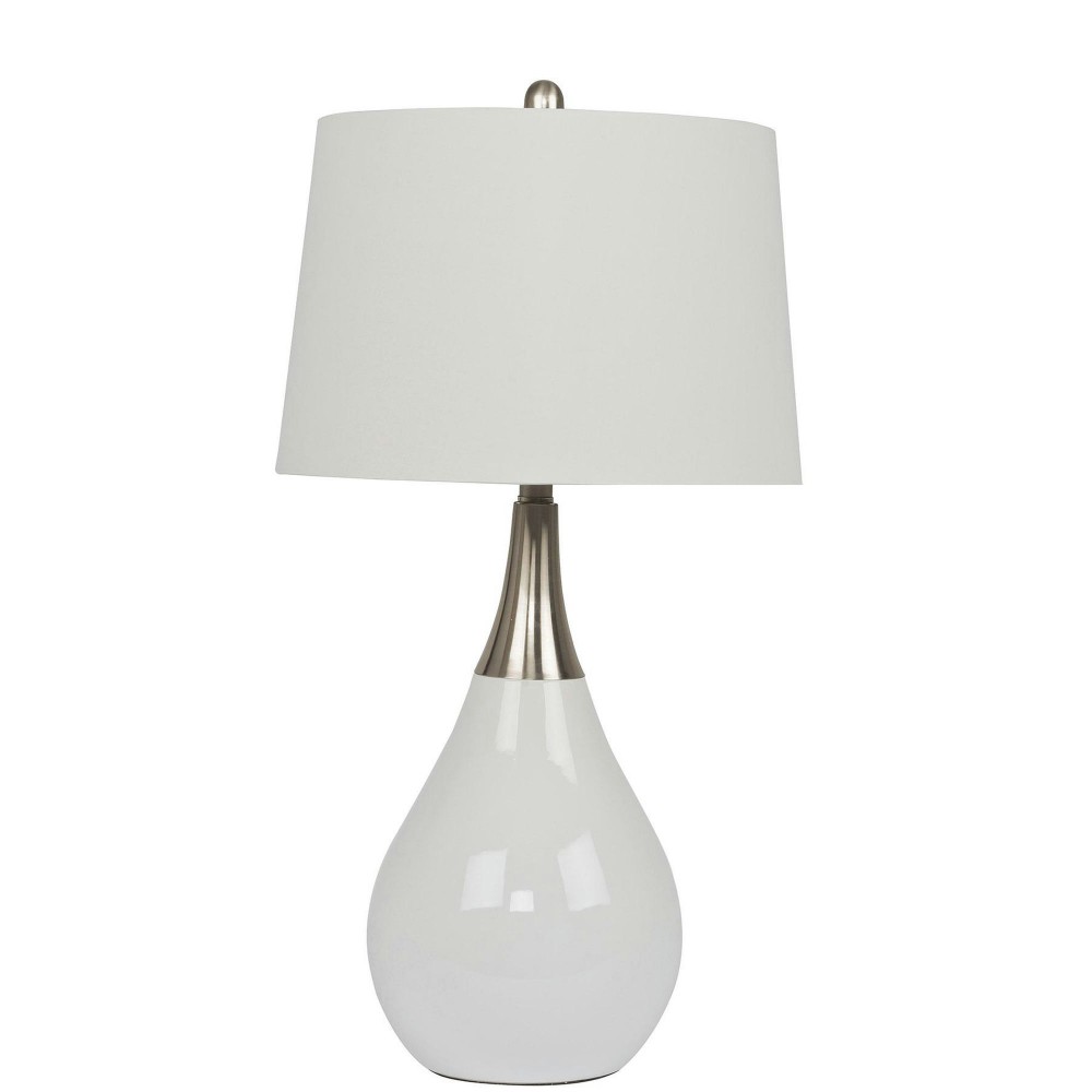 White Table Lamp w/Hard Back Shade