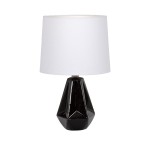 Ceramic Black Base Table Lamp w/Hard Back Shade