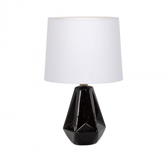 Ceramic Black Base Table Lamp w/Hard Back Shade