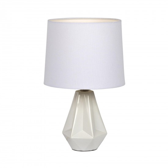 Ceramic White Base Table Lamp w/Hard Back Shade