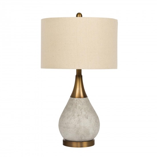 Plated Grey Base Table Lamp w/Hard Back Oatmeal Shade