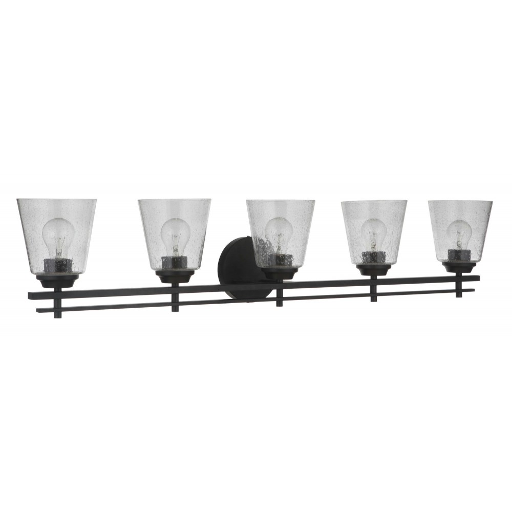 Drake 5 Light Vanity, Flat Black