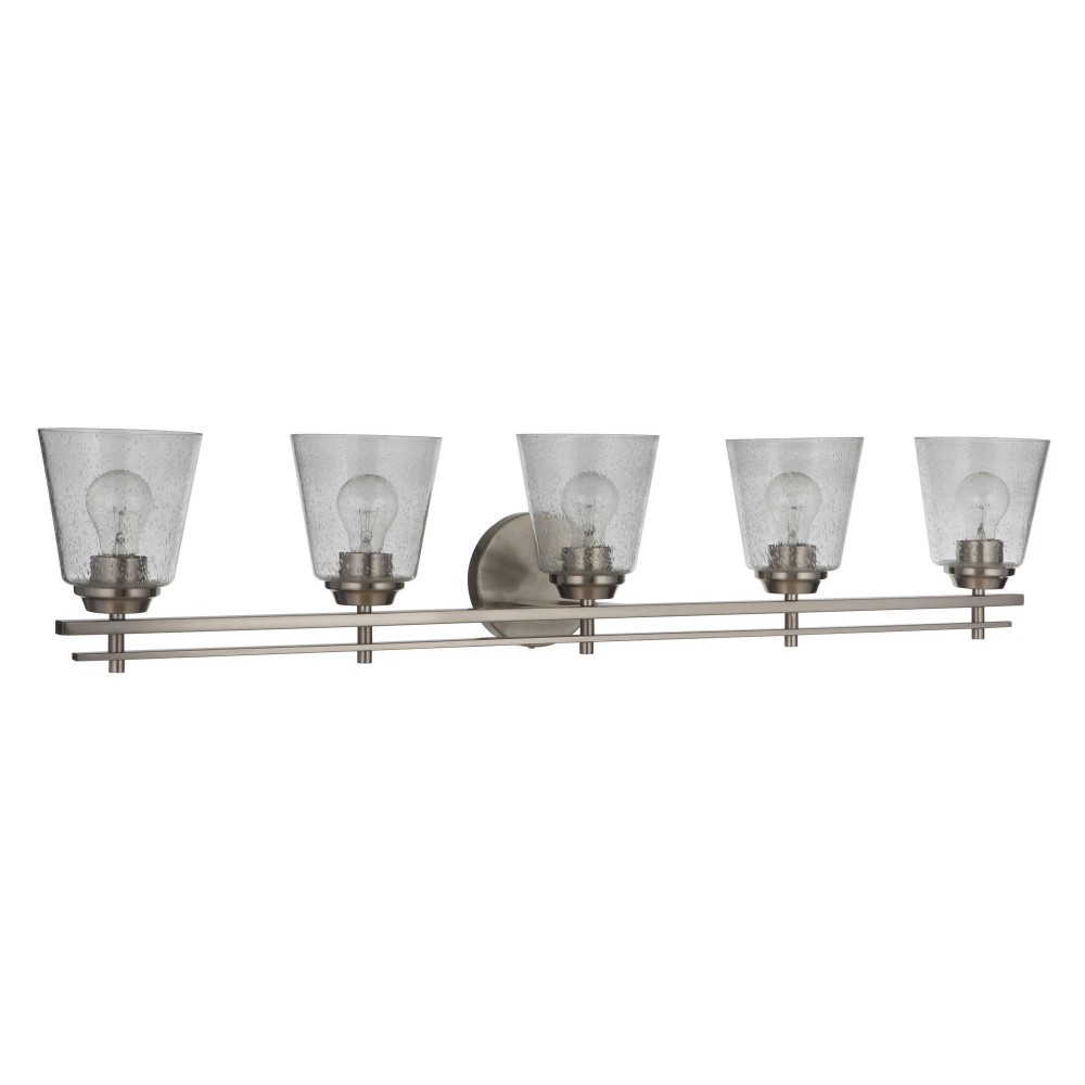 Drake 5 Light Vanity, Brushed Polished Nickel