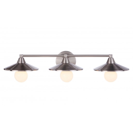 Isaac 3 Light Vanity in Brushed Polished Nickel