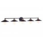 Isaac 5 Light Vanity in Flat Black / Satin Brass