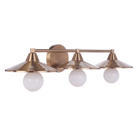 Isaac 3 Light Vanity in Satin Brass