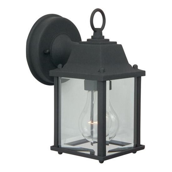 Coach Lights 1 Light S Wall Mount Matte Black w/ Clear Beveled Glass, Z192-TB