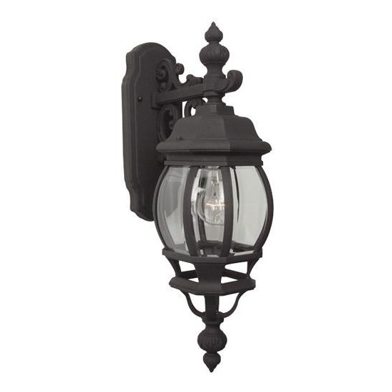 French Style 1 Light S Wall Mount Matte Black w/ Clear Beveled Glass, Z324-TB